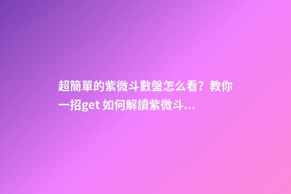 超簡單的紫微斗數盤怎么看？教你一招get 如何解讀紫微斗數命盤-第1張-觀點-玄機派